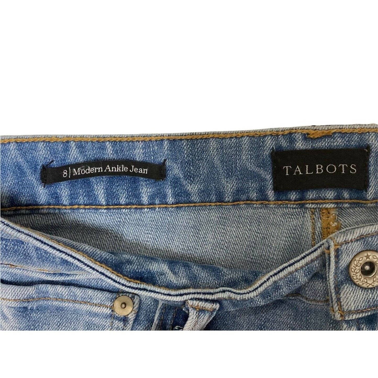 Talbots Modern Ankle Skinny Ribbon Tape Stripes Light Wash Denim Jeans Size 8