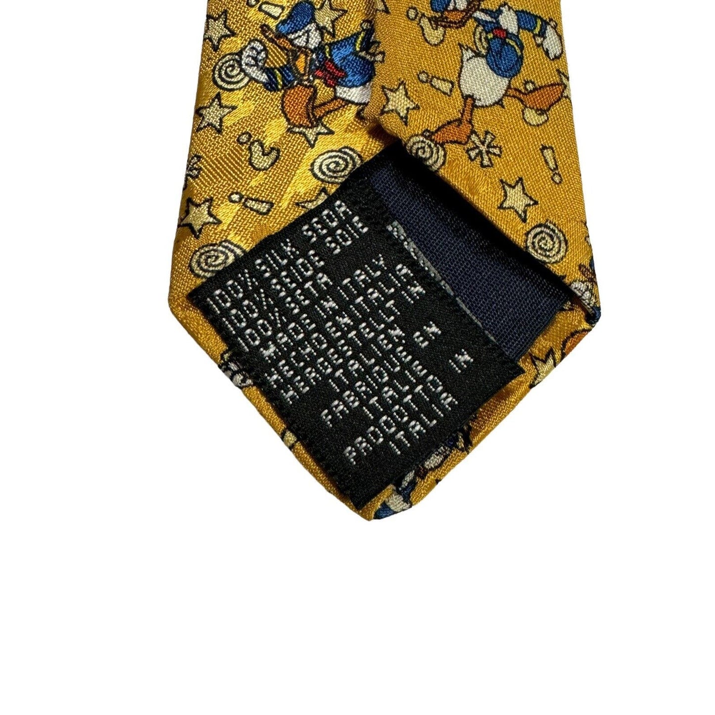 The Disney Store Angry Donald Duck Stars Vintage Novelty Necktie Cartoon Silk