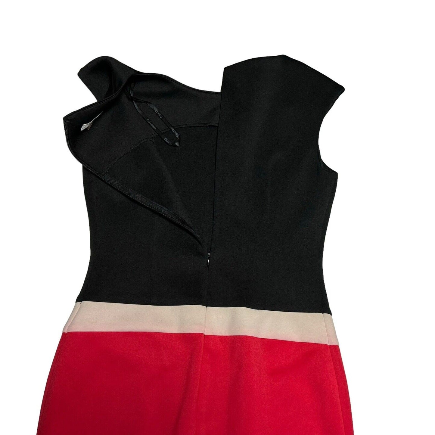 Calvin Klein Color Block Sheath Dress Size 4 Black Pink White