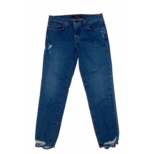 J Brand Sadey Midrise Slim Solar Destruct Jeans size 26 Distressed Medium Wash