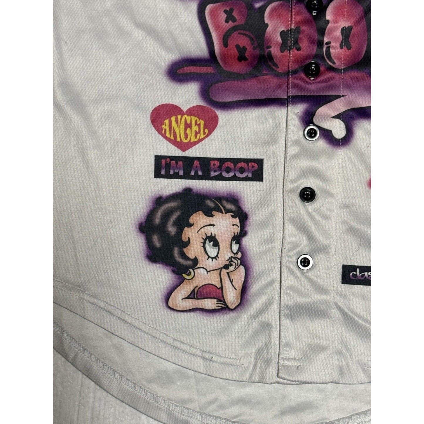 Betty Boop Womans Air Brushed Button Down Jersey Size Small