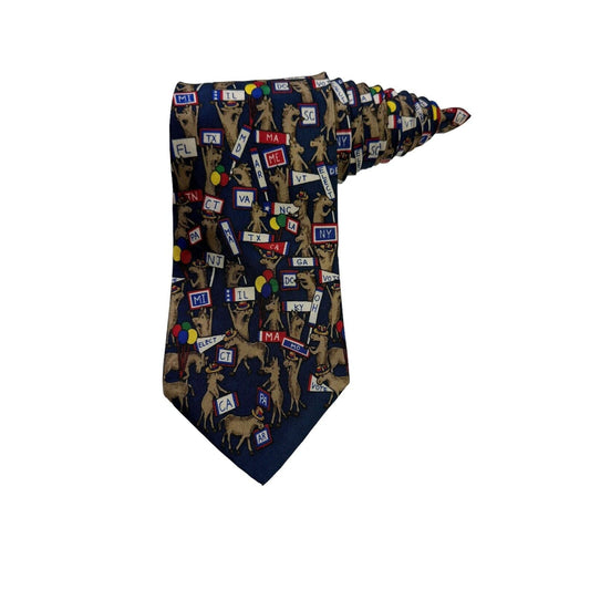 Alynn Neckwear Democrats Convention Donkeys Vintage Novelty Necktie 100% Silk
