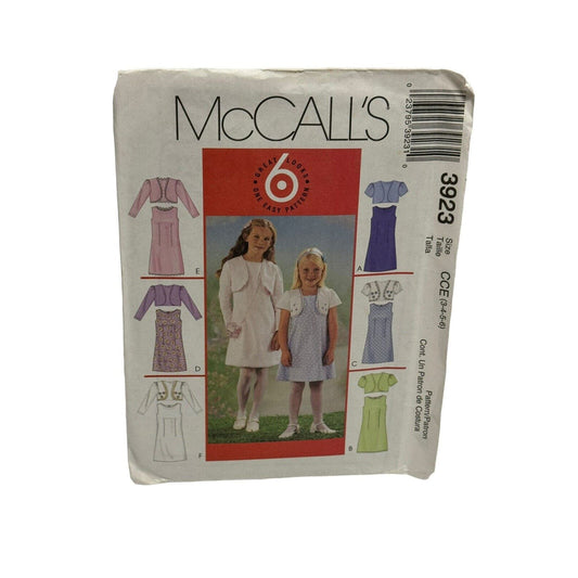 Mccalls 3923 Girls Lined Jacket & Dress Sewing Pattern Size 3-6 Uncut 2003