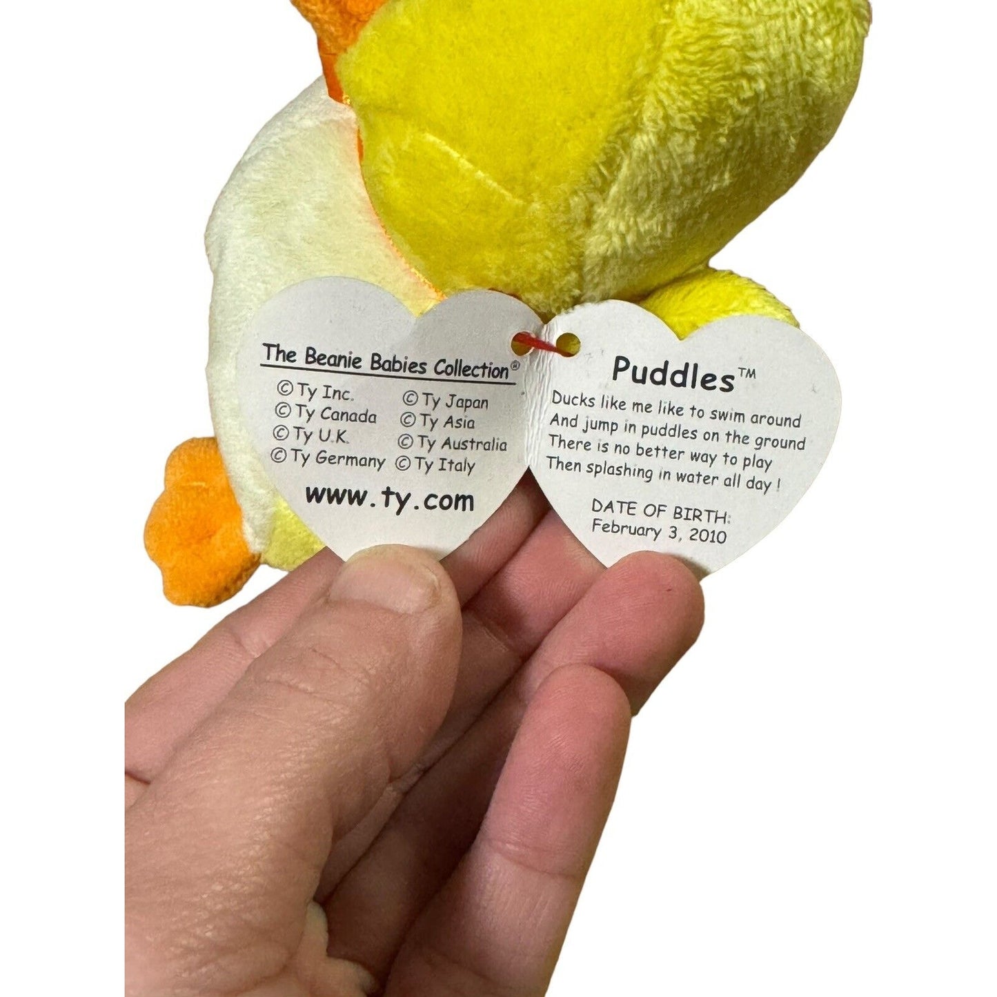 RARE TY EXCLUSIVE PUDDLES the DUCK BEANIE BABY Stuffed Plush 2010