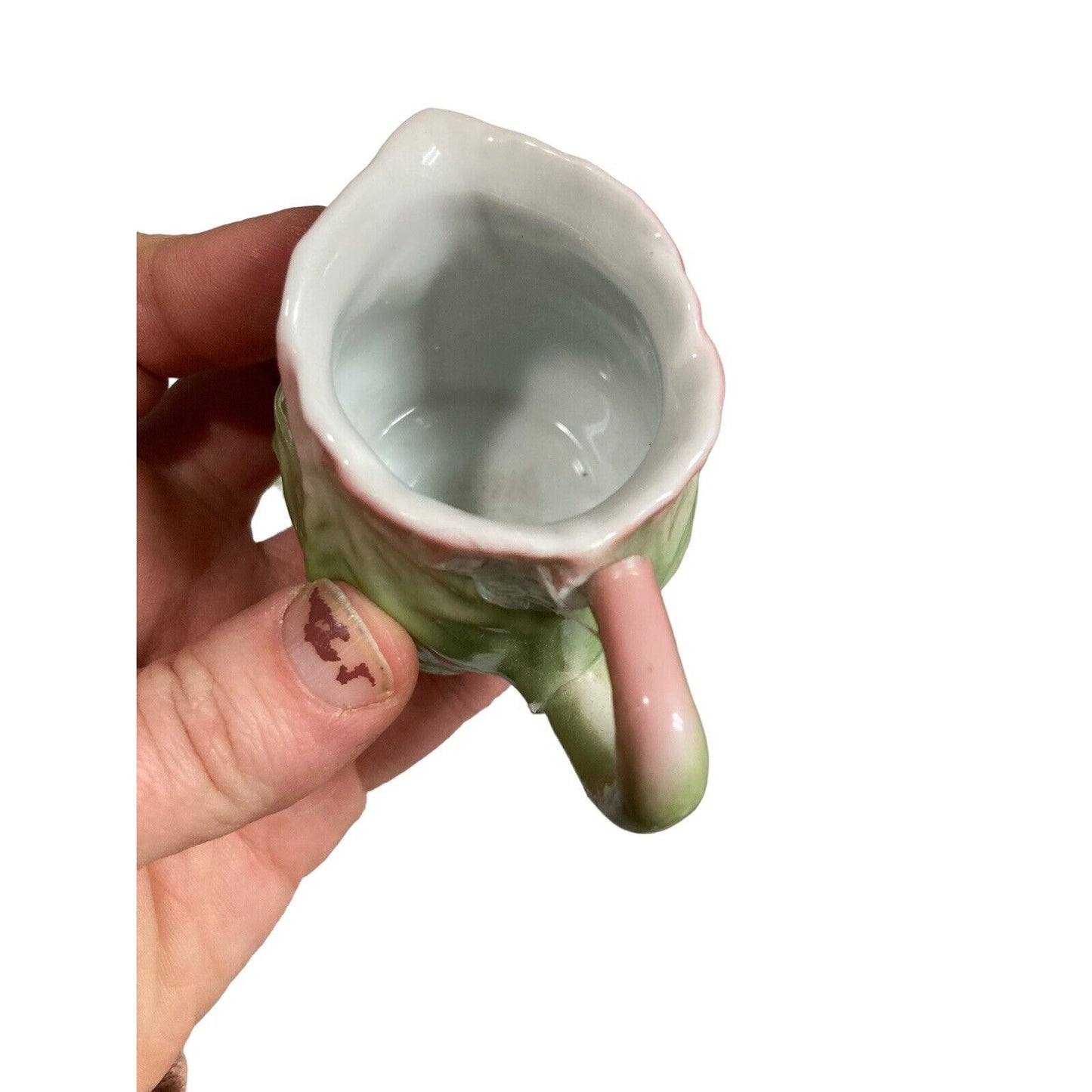 Vintage Unbranded Miniature Cabbage Leaf Childs Porcelain Tea Set