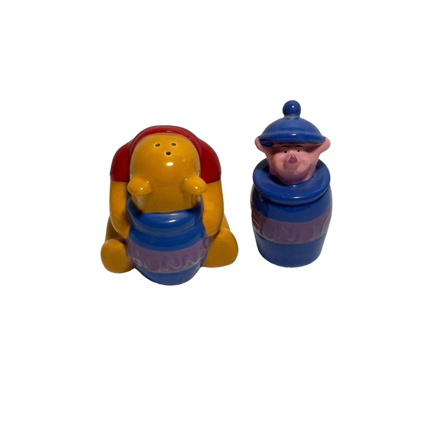 Disney Winnie The Pooh Piglet Hunny Honey Pot Vintage Salt & Pepper Shakers