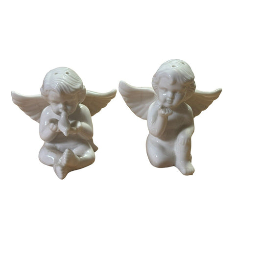 Vintage Angel Blowing Kisses Kissing Bird Salt And Pepper Shakers Made In China