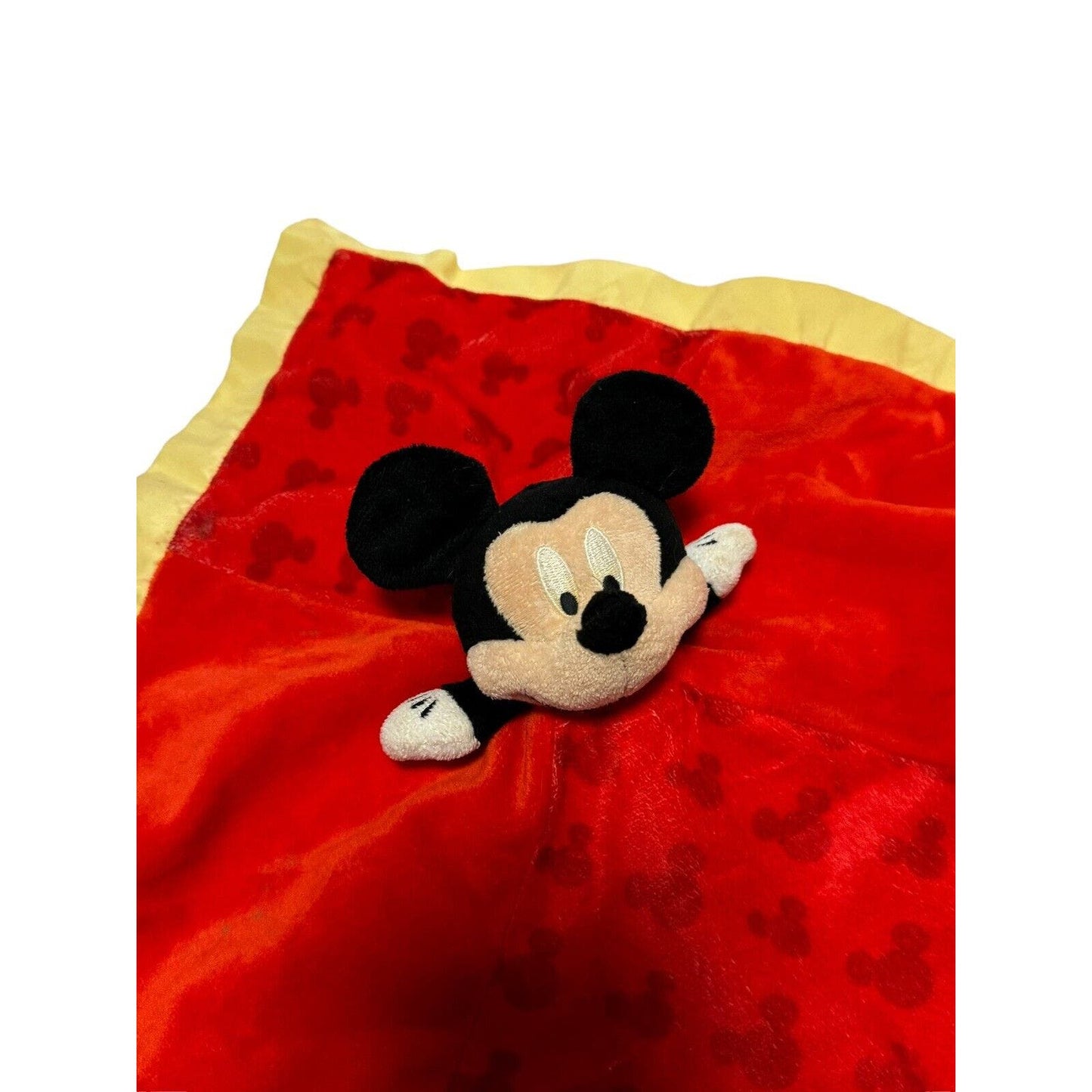 Disney Baby Mickey Mouse Security Blanket Lovey Red Yellow Crinkle Ear Satin