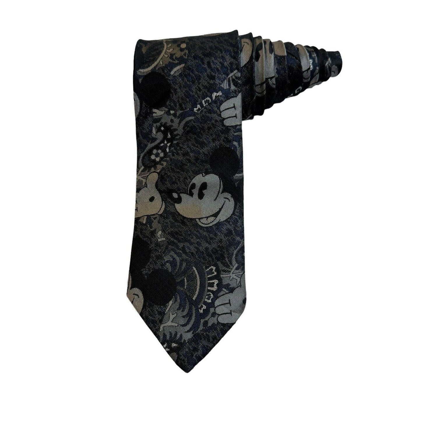 Cervantes Disney Mickey Mouse Grey Silk Blend Vintage Novelty Necktie