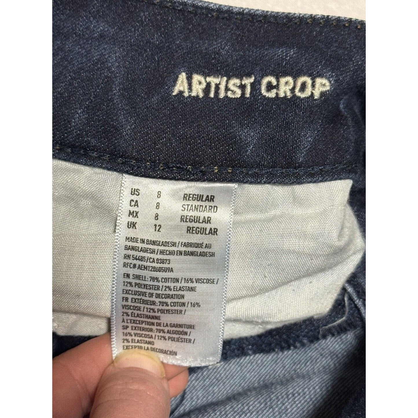 American Eagle Super Stretch Artist Crop Dark Wash Denim Jeans Size 8 Mid Rise