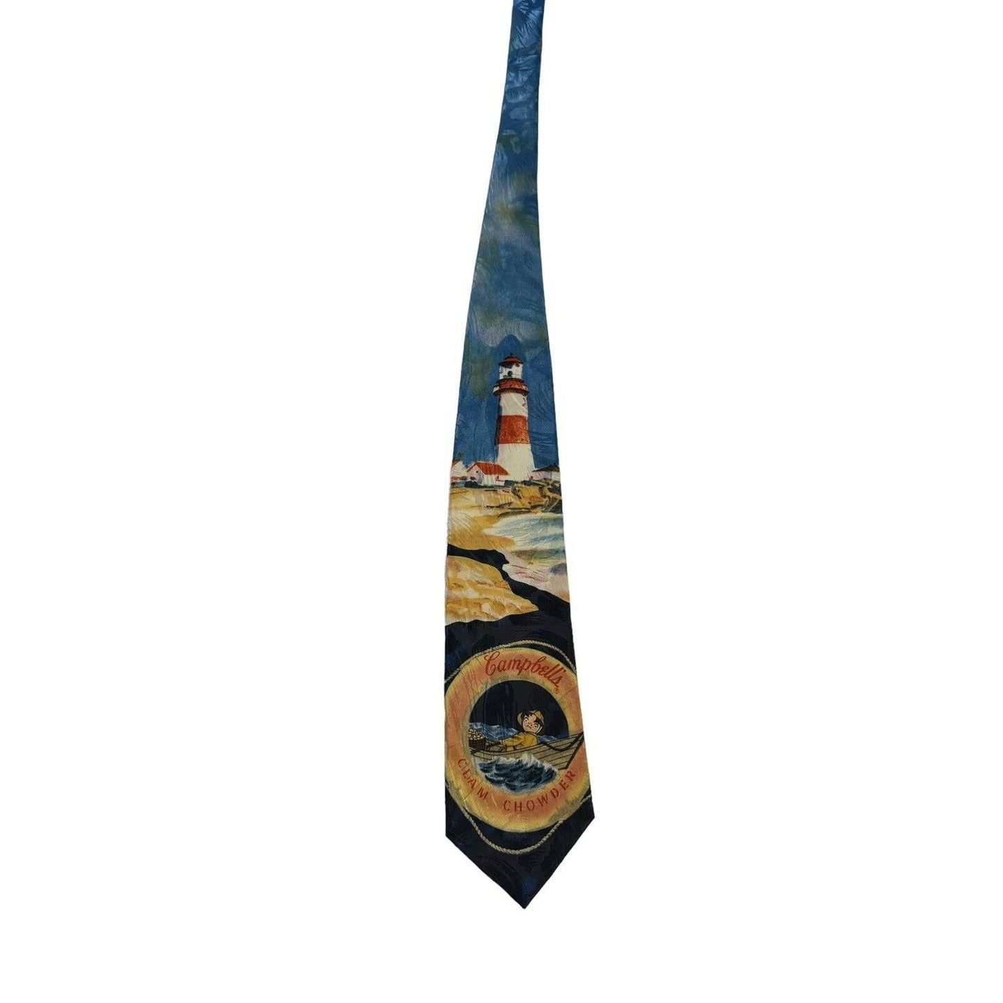 Campbell’s Soup Clam Chowder Life Preserver Lighthouse Nautical Vintage Necktie