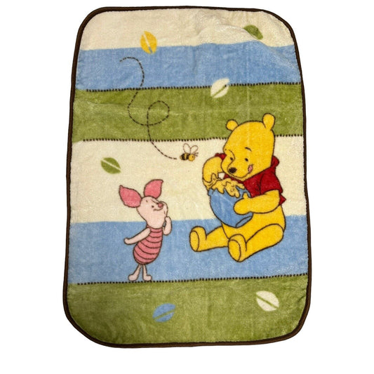 Vintage Winnie The Pooh And Piglet Blanket 30x45 Plush Baby Blanket Disney Honey