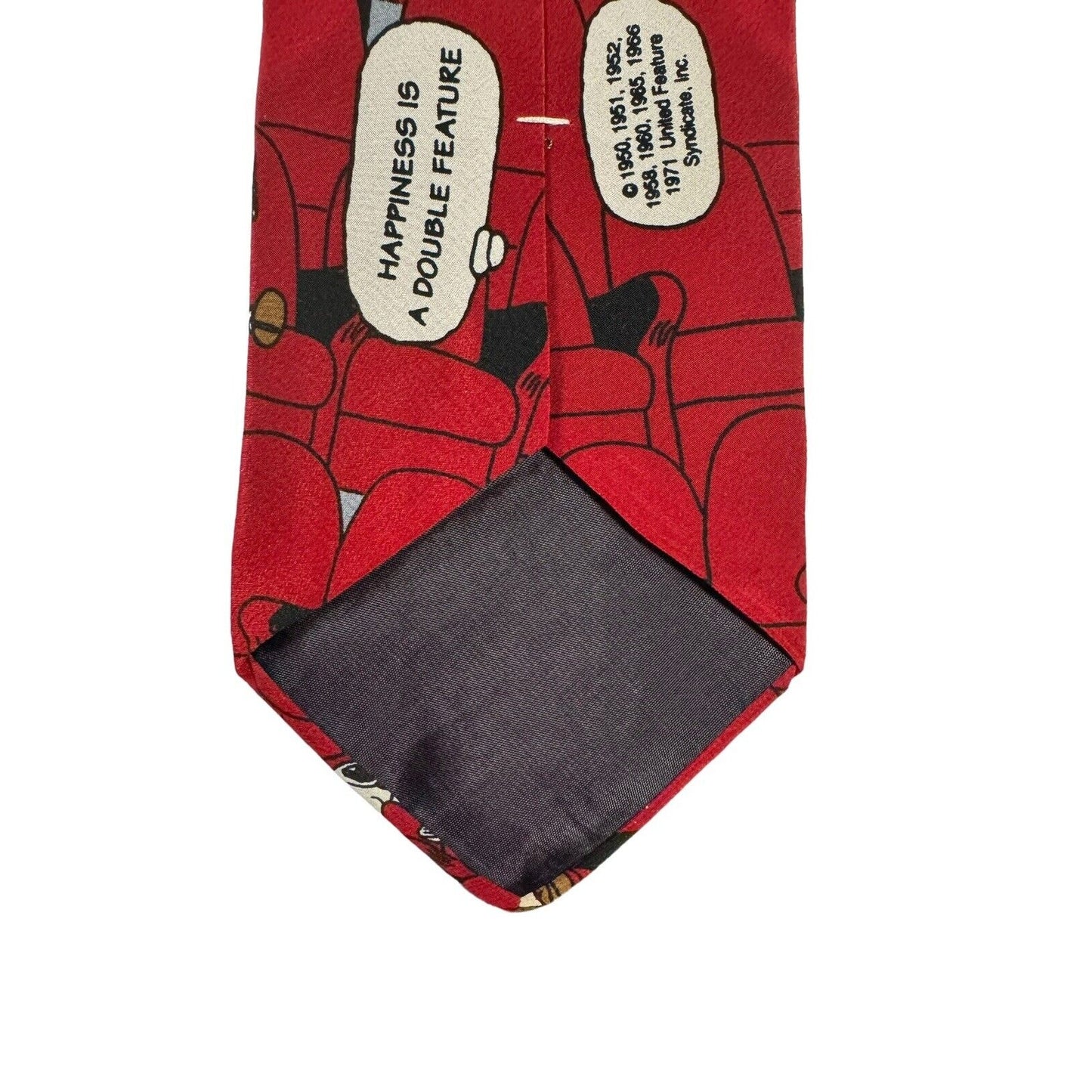 Peanuts Happiness Is A Double Feature Snoopy Charlie Brown Vintage Necktie