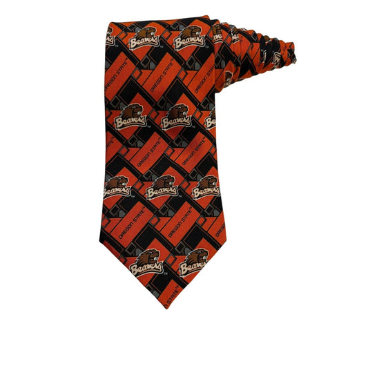 Larson Oregon State University Beavers Logo Mascot Novelty Necktie Orange Silk