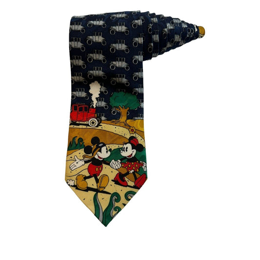 Disney Mickey Unlimited Mickey Mouse Minnie Classic Cars Cartoon Vintage Necktie