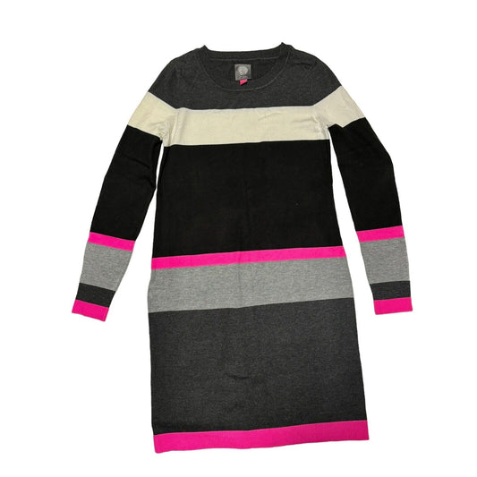 Vince Camuto Striped Colorblock Sweater Dress Small Grey Pink Black
