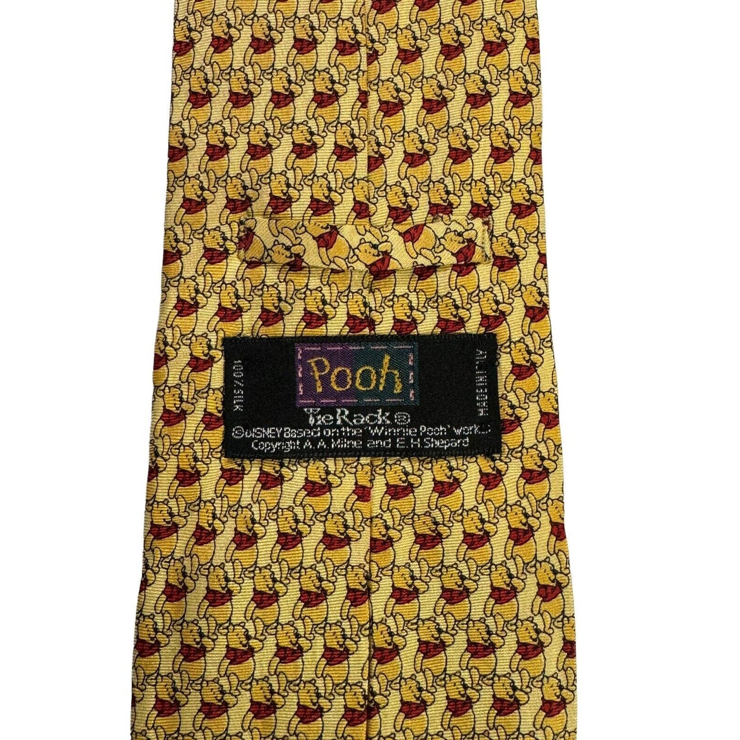 Disney Tie Rack Winnie The Pooh Pattern Cartoon Novelty Necktie Vintage Silk