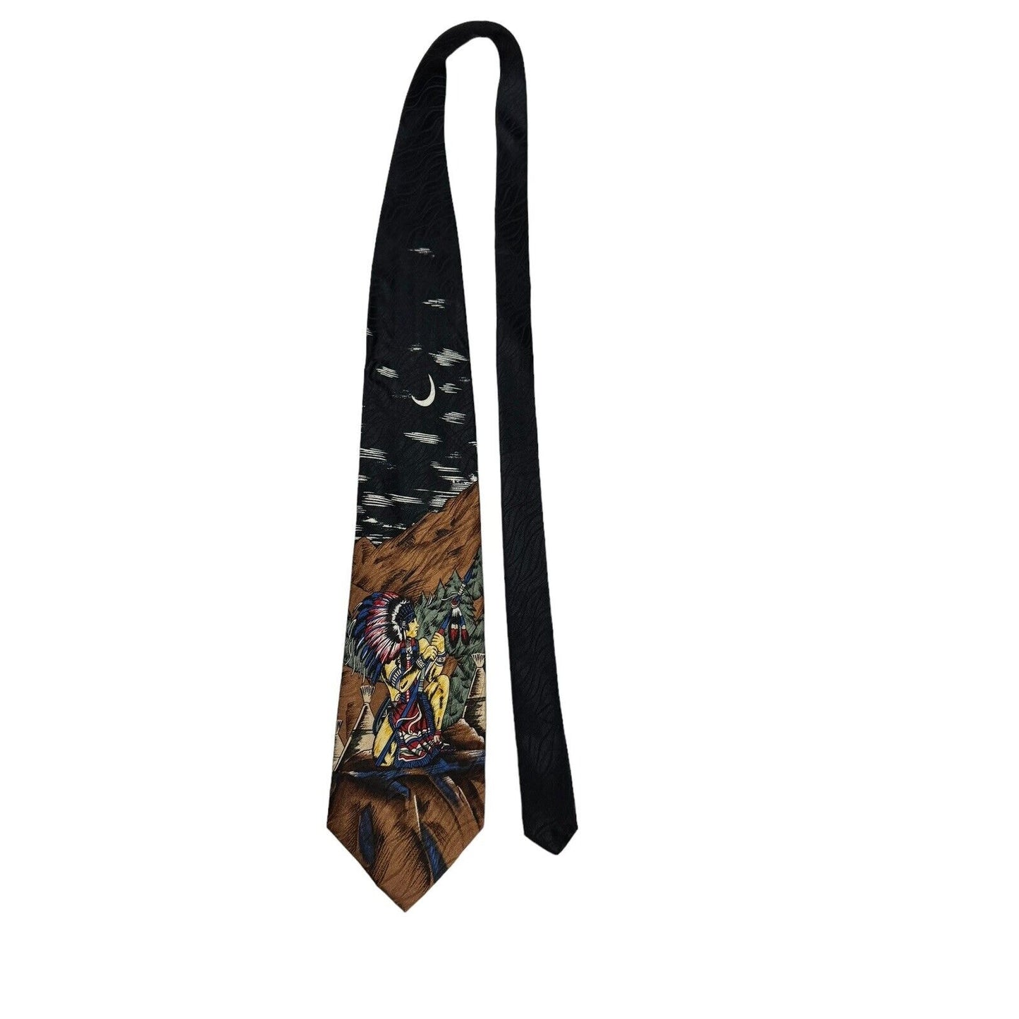 Vintage Native American Indians Trees Mountain Novelty Necktie