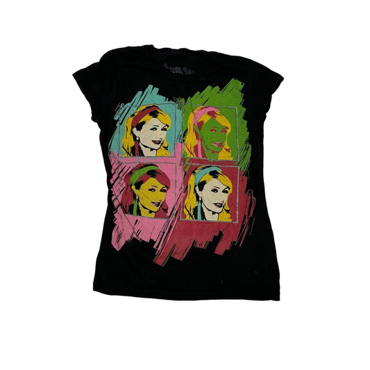 Paris Hilton Andy Warhol Inspired Portrait Colorful Graphic T Shirt XS
