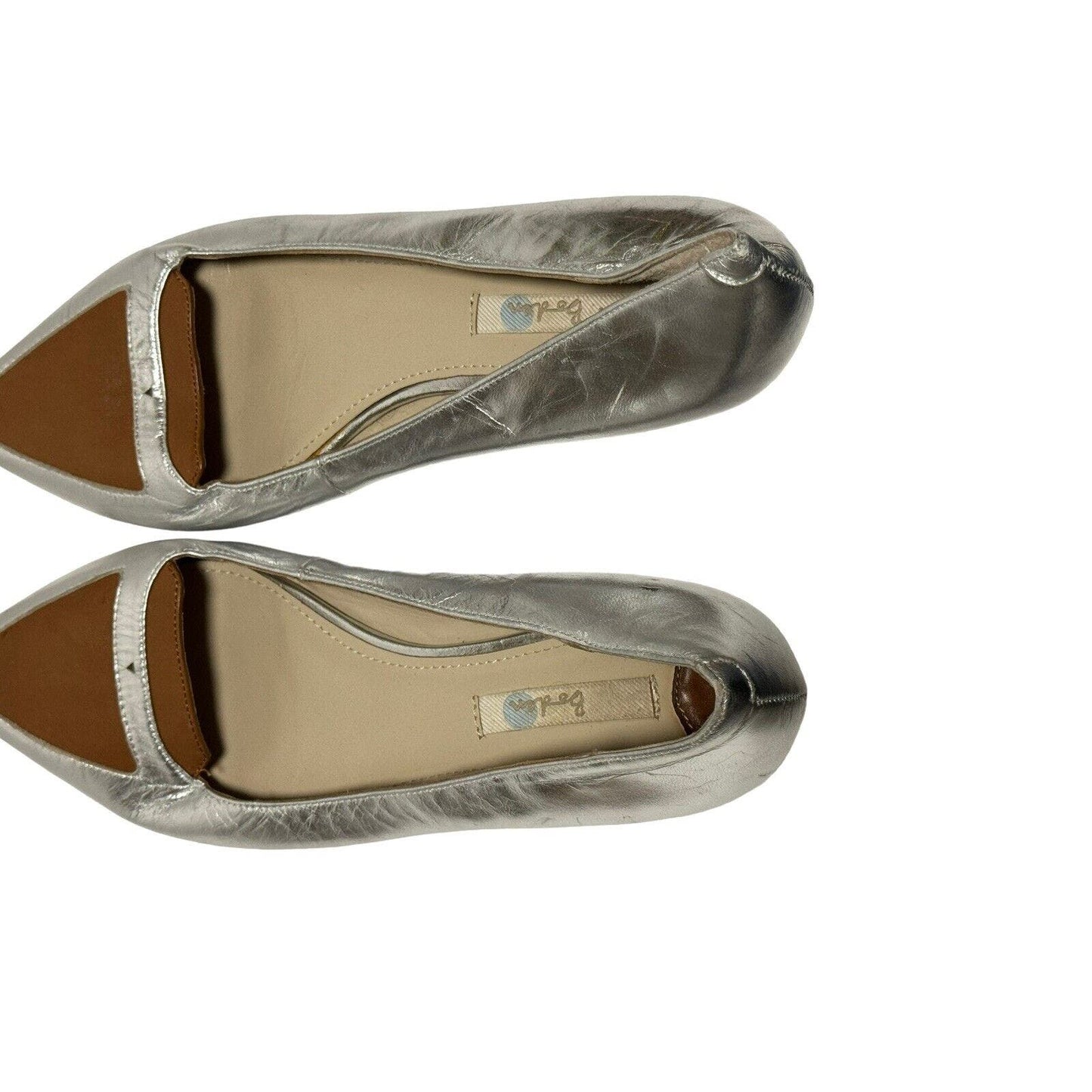 Boden Patent Leather Sliver Brown Pointed Ballet Flats Slip On Shoes 37.5 US 6.5
