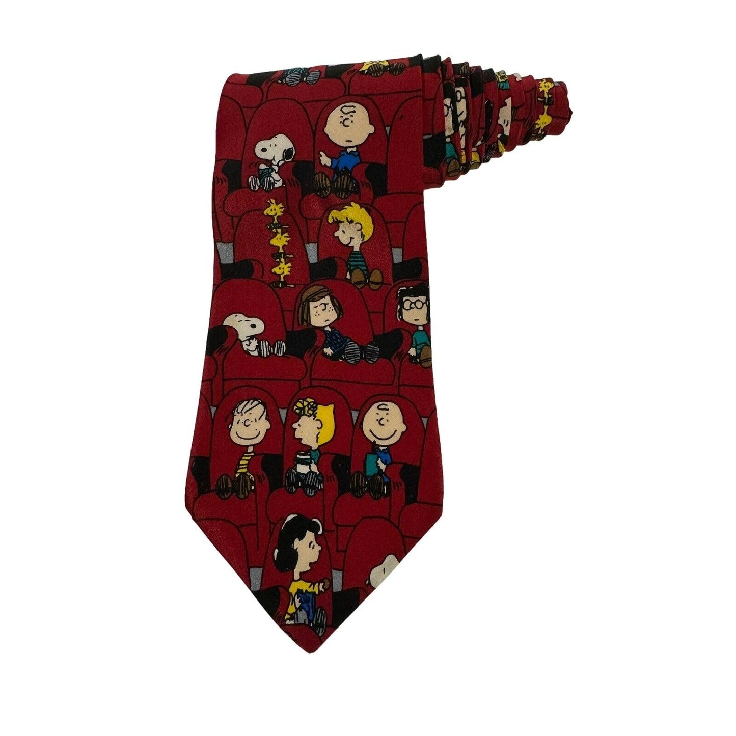 Peanuts Happiness Is A Double Feature Snoopy Charlie Brown Vintage Necktie