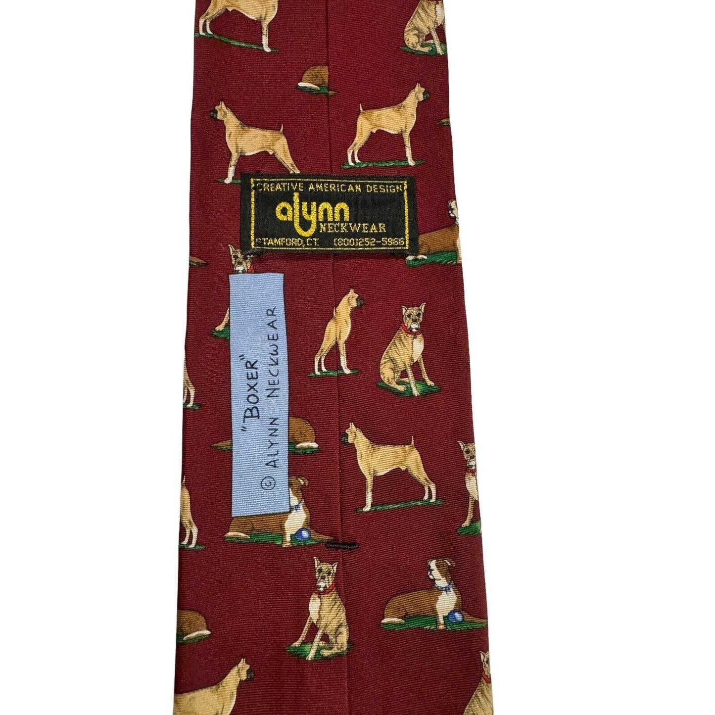 Alynn Neckwear Boxers Dogs Puppies Novelty Necktie 100% Silk
