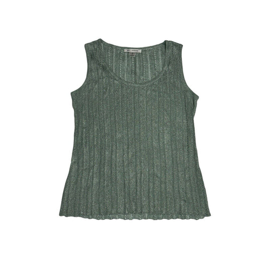 St John Mint Green Metallic Shimmer Sleeveless Knit Tank Top Size P