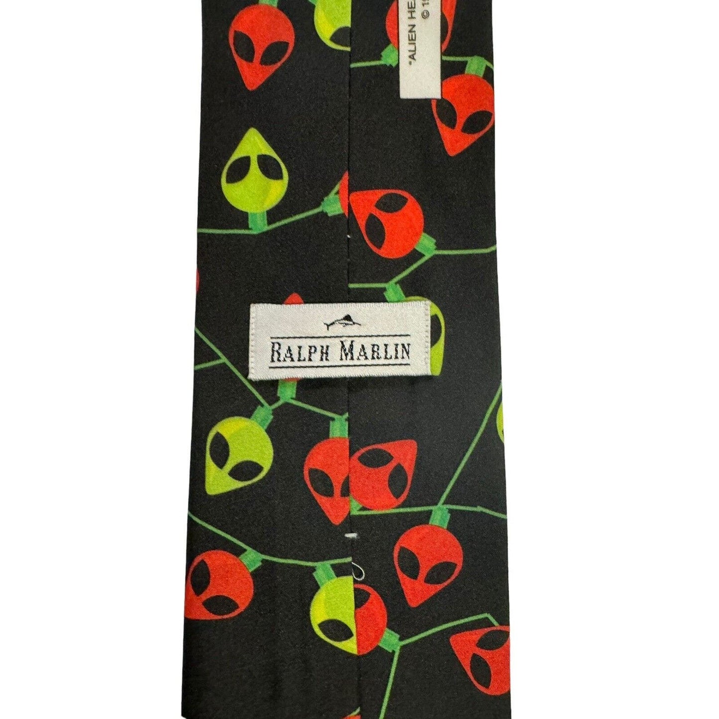 Ralph Marlin Alien Head Christmas Lights Vintage Novelty Necktie Polyester