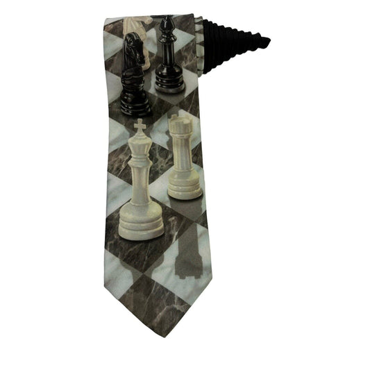 Ralph Marlin Chess Perspective Game Vintage Novelty Necktie Polyester