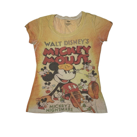 Disney Store Juniors Mickey Mouse Cartoon Rhinestones T Shirt Small Y2K