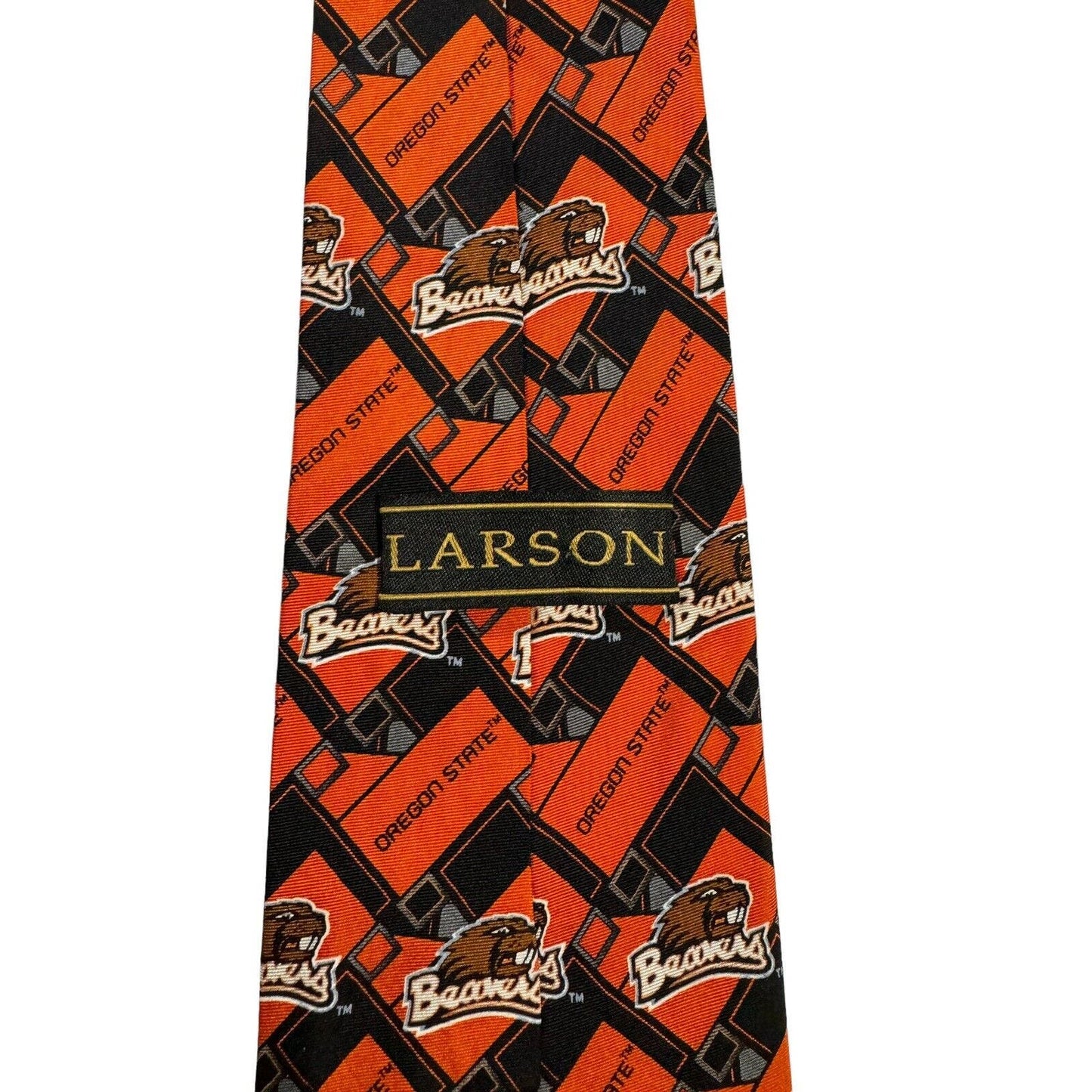 Larson Oregon State University Beavers Logo Mascot Novelty Necktie Orange Silk