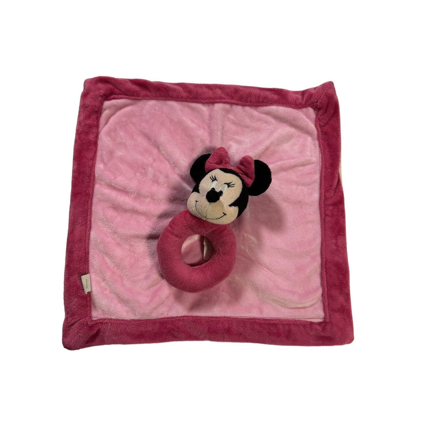 Disney Baby Minnie Mouse Security Blanket with Ring Rattle Lovey Pink 13x13