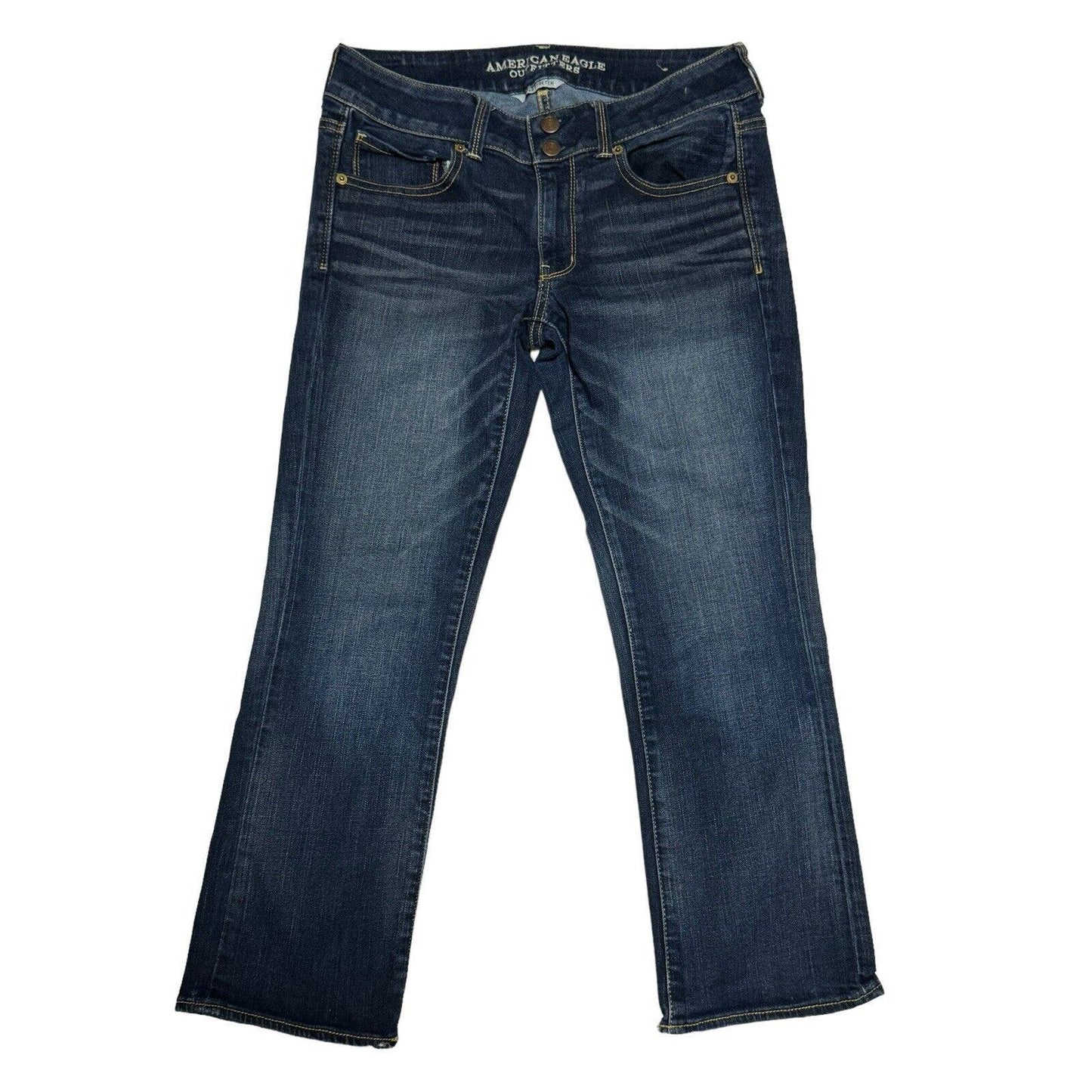 American Eagle Super Stretch Artist Crop Dark Wash Denim Jeans Size 8 Mid Rise