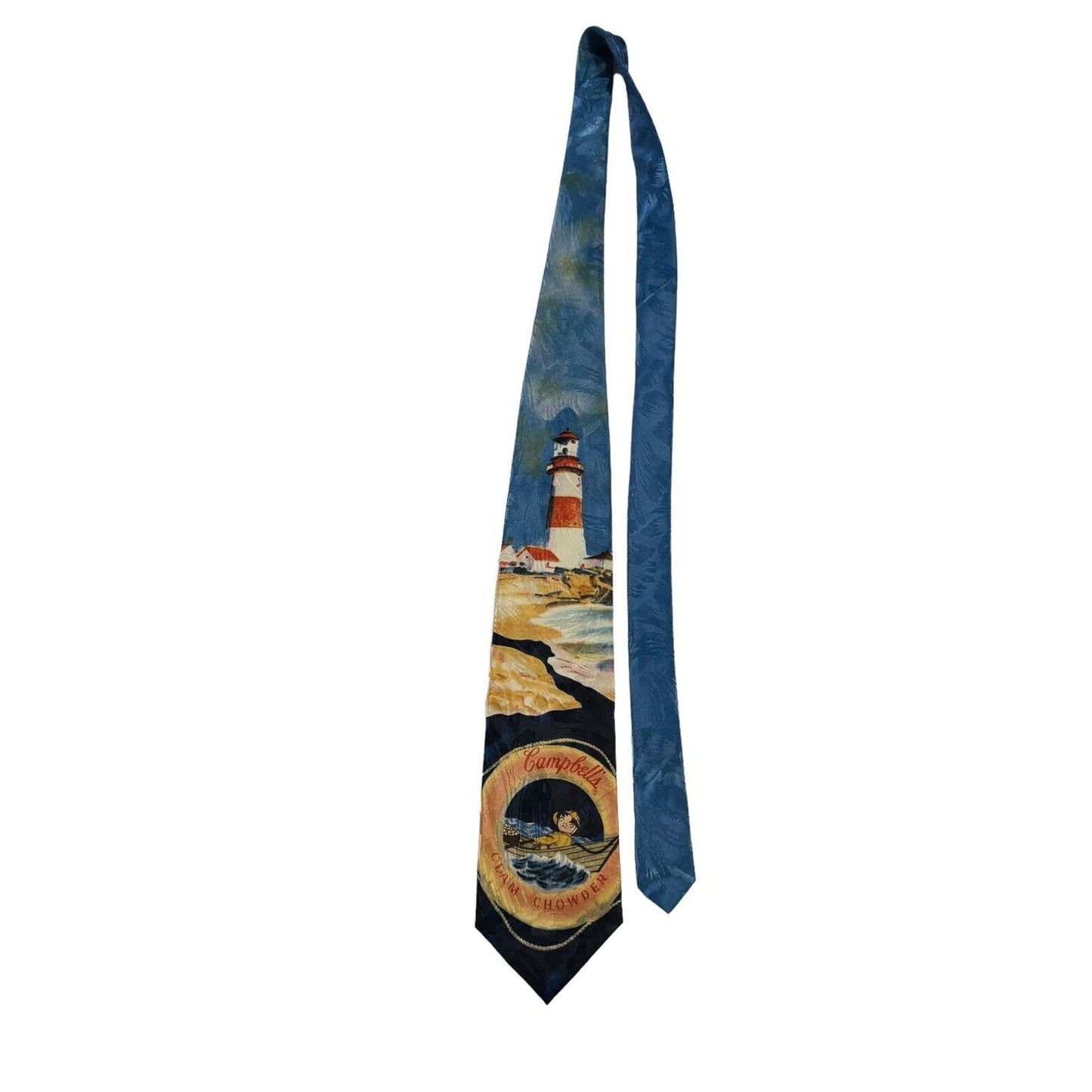 Campbell’s Soup Clam Chowder Life Preserver Lighthouse Nautical Vintage Necktie