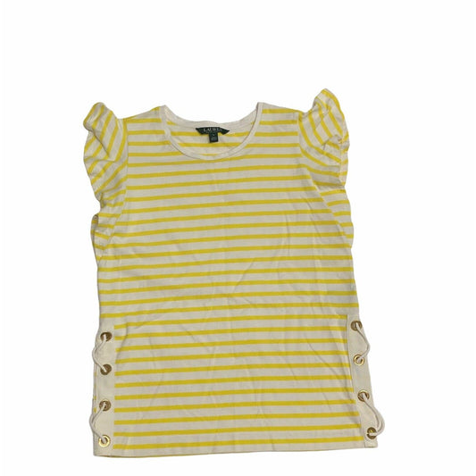 Lauren Ralph Lauren Striped Cotton Flutter-Sleeve T-Shirt Size Small