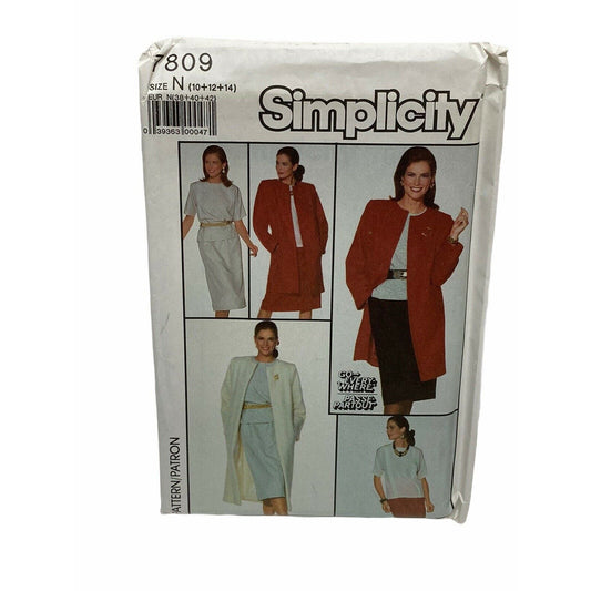 Simplicity 7809 Top Skirt & Loose Fitting Lined Coat Sewing Pattern Size 10-14