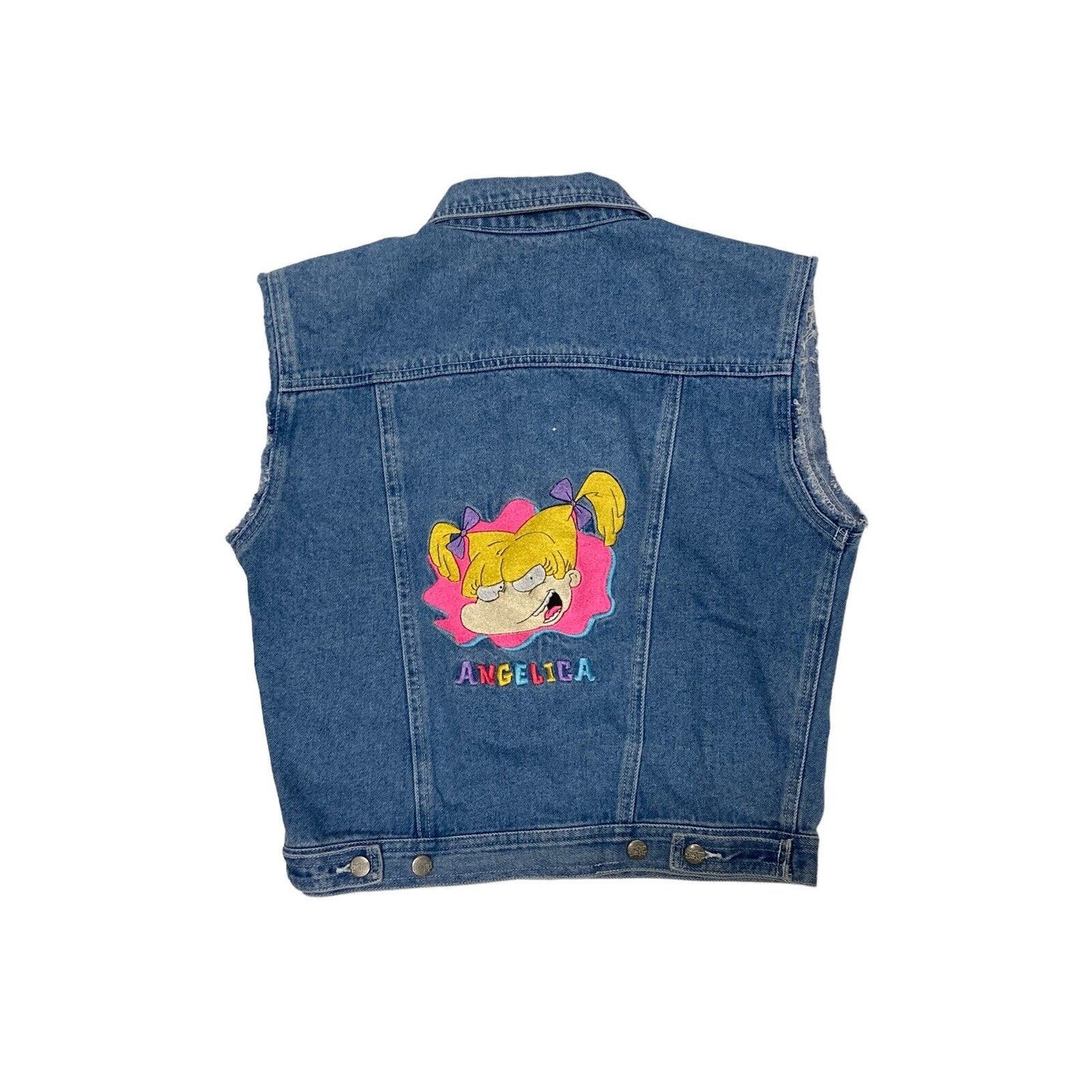 Nickelodeon Rugrats Embroidered Angelica Girls Denim Jean Vest Size 10
