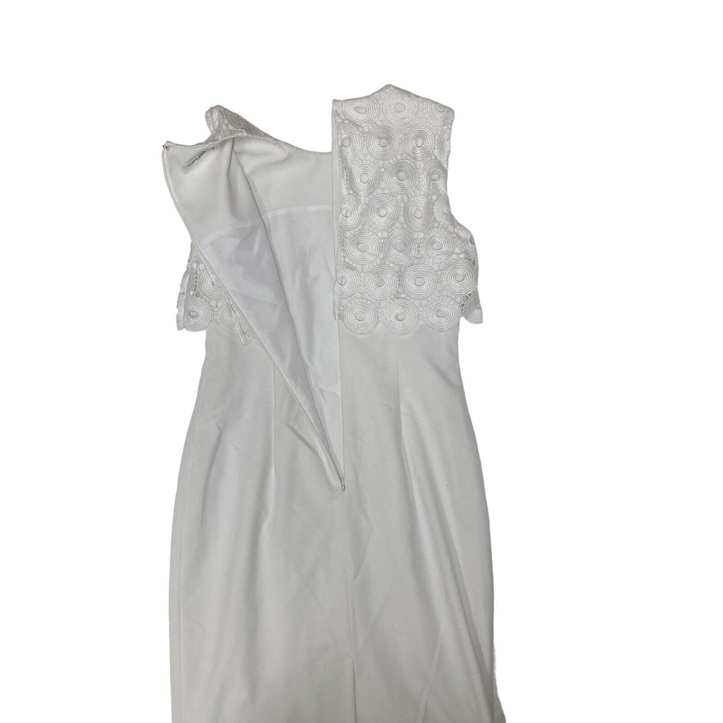 Calvin Klein White Circle Pattern Collar Sheath Dress Size 2