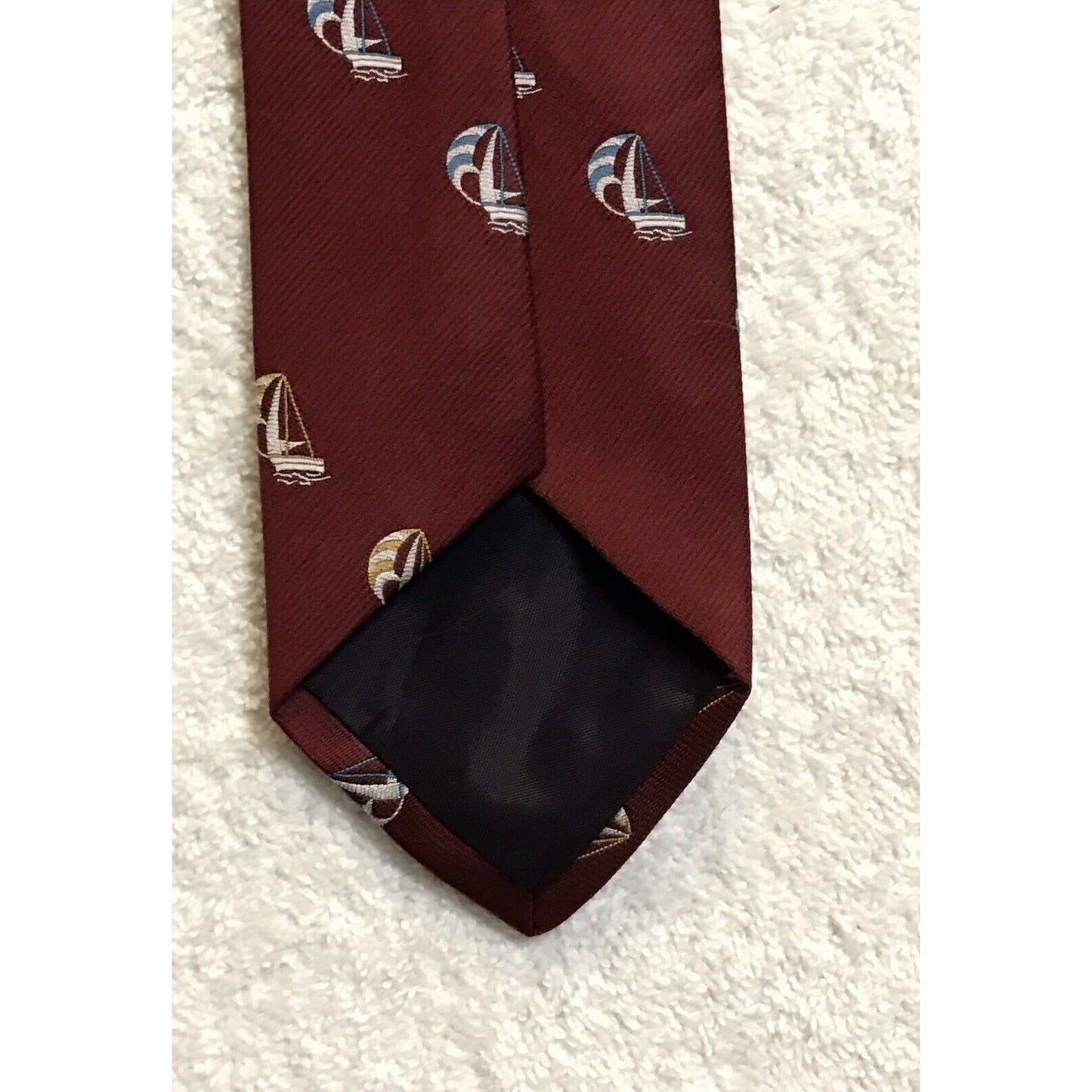 Shermans Red Sailboats Vintage Novelty Tie Necktie 100% Polyester