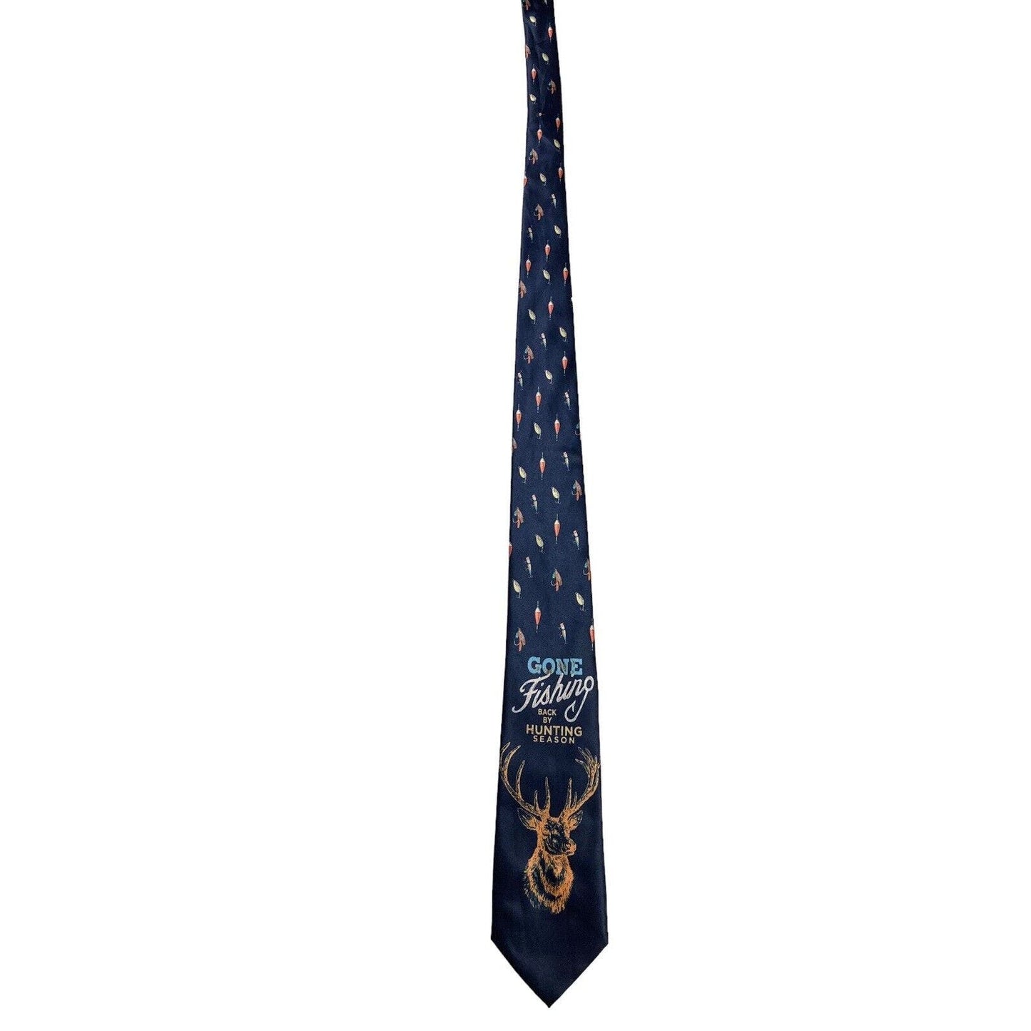 Knotty And Nice Gone Fishing Be Back For Deer Hunting Season Necktie Blue
