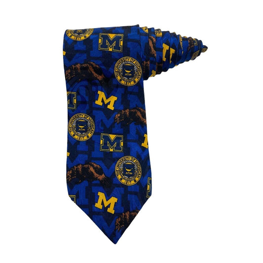 Merge Left University Of Michigan Logo Wolverine Novelty Necktie