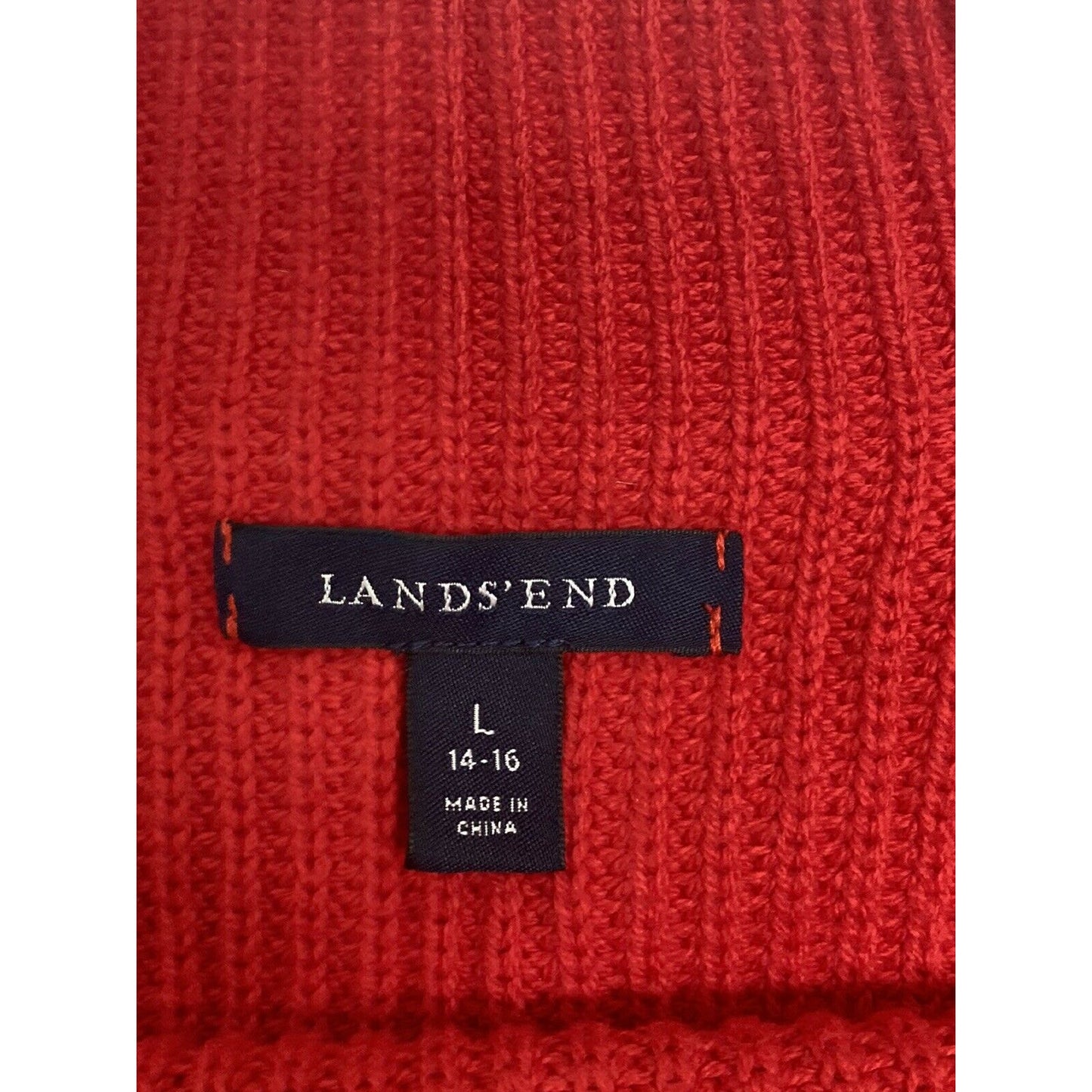 Lands End Womans Pink Red Striped Pullover Sweater Size XL 14-16