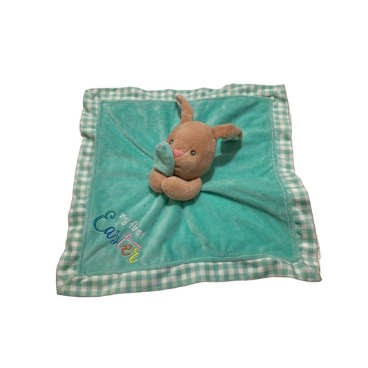 Baby Starters Bunny Lovey Green Security Blanket My First Easter Rattle 13”x13”