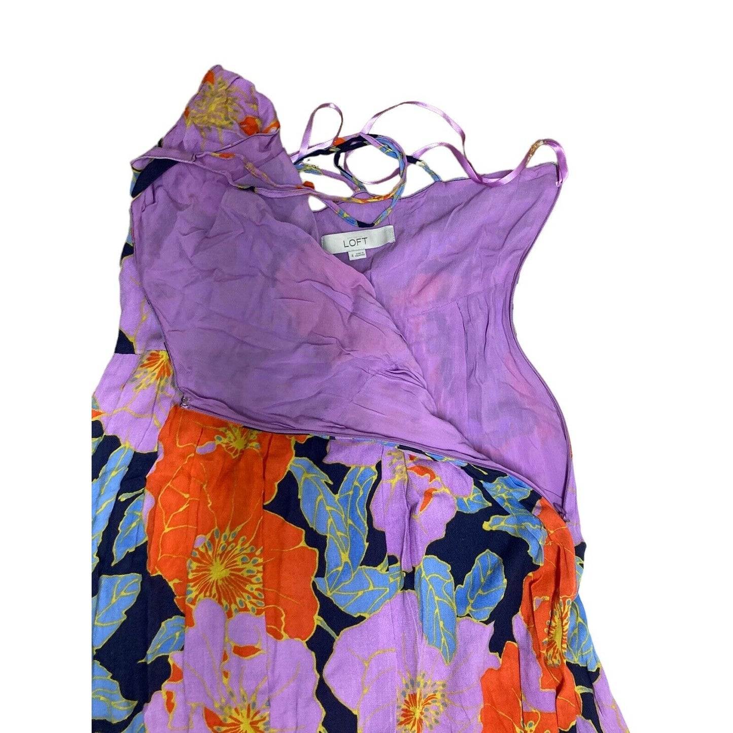Ann Taylor LOFT Full Bloom Floral Sleeveless Maxi Dress Size 4 Cross Cross Strap