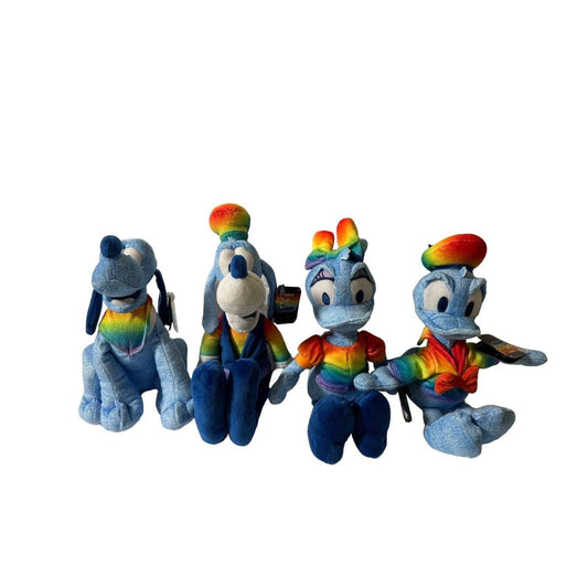 Disney Lot Of 4 Pride Rainbow Collection Plush Toy Donald Daisy Goofy Pluto 8”