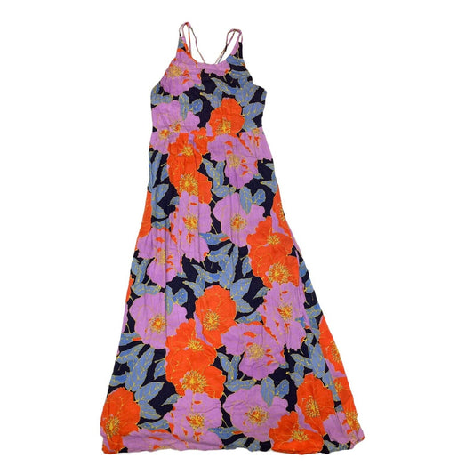 Ann Taylor LOFT Full Bloom Floral Sleeveless Maxi Dress Size 4 Cross Cross Strap