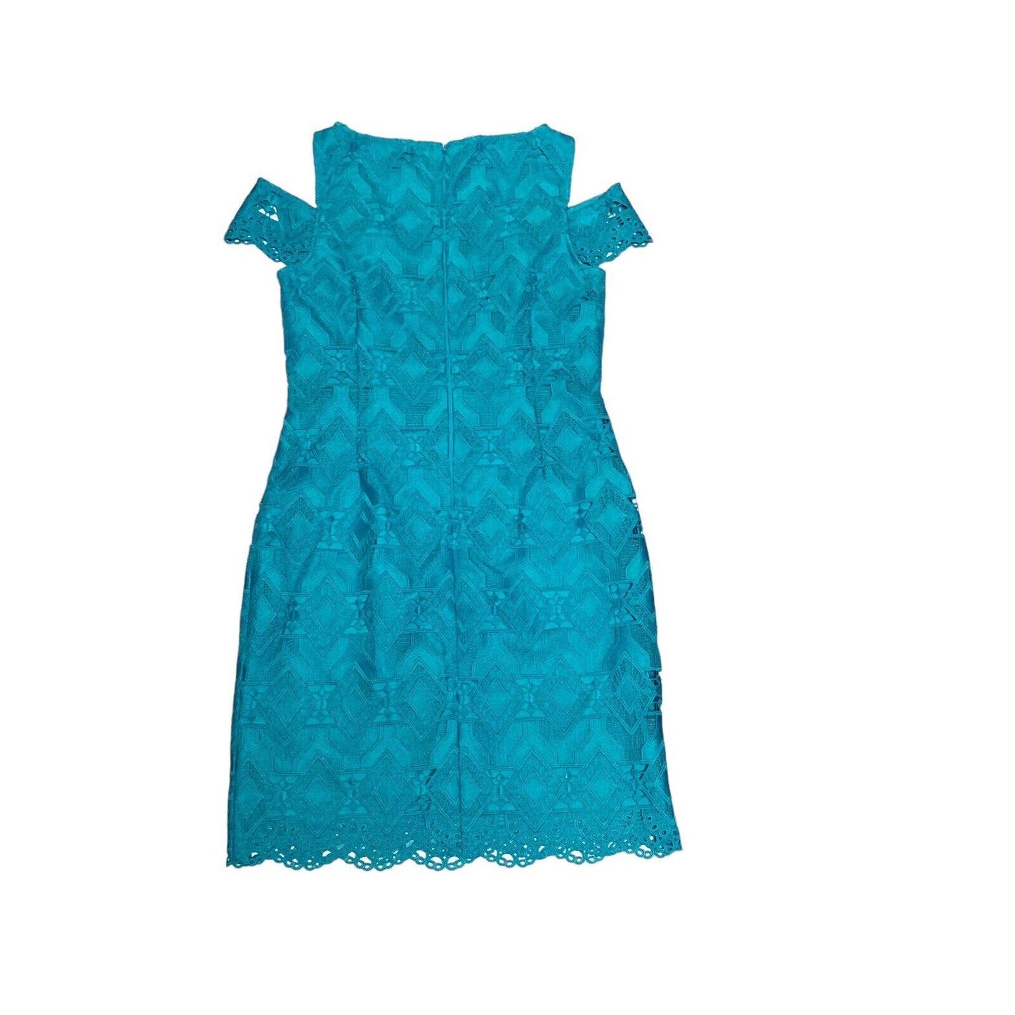 Tahari Arthur S Levine Turquoise Shift Lined Lace Dress Size 6