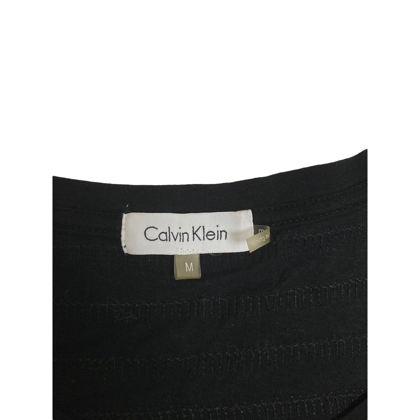 Calvin Klein Sparkly Sequin Striped Dressy Black T-Shirt Top Medium