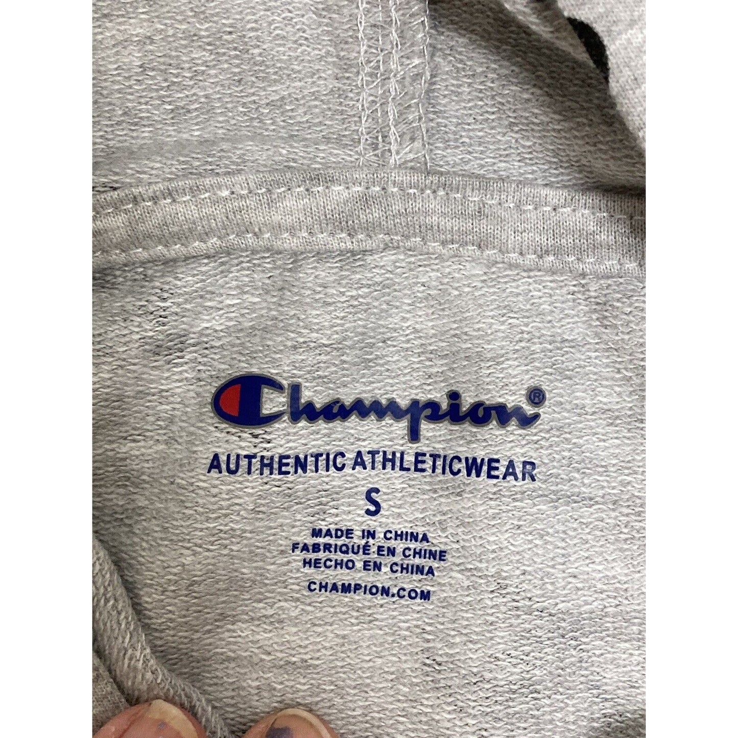 Champion Boys Logo Over All Pullover Hoodie Size Small Gray