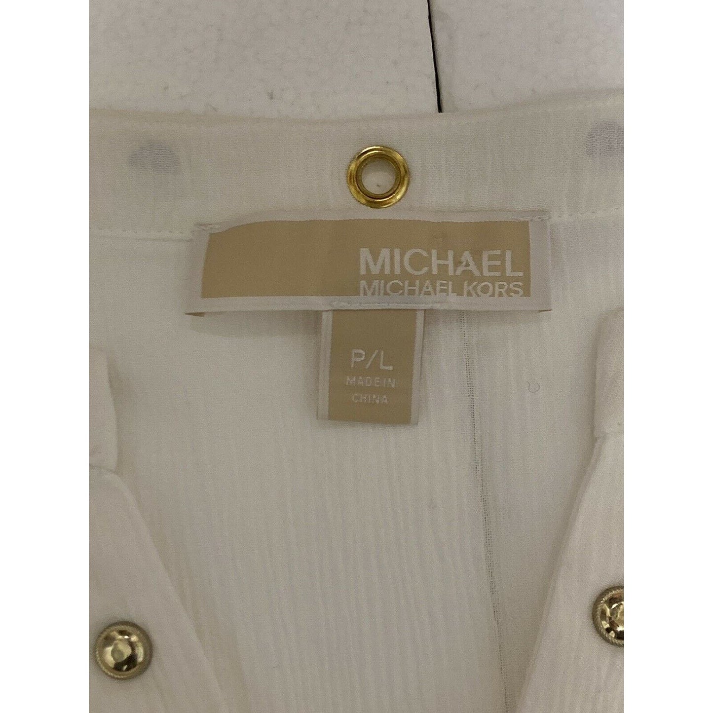 MICHAEL Michael Kors White Lace Up Long Sleeve Blouse Size Petite Large PL
